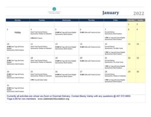 Thriving In Place Calendar - Jan. 2022