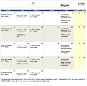 Thriving In Place Calendar - August 2022